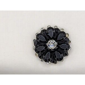 Vintage Black and silver Rhinestone pin
